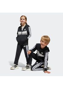 Kinder Trainingsanzug "LK 3S TIB FL TS", schwarz-weiß, sportlich, Gr. 104, adidas Sportswear, Obermaterial: 70% Baumwolle, 30% Polyester, Sportanzüge