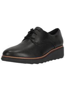 Clarks Damen Sneaker "Sharon Rae", Gr. 38, schwarz, Leder, casual, Schuhe, mit ultrabequemem OrthoLiteÂ HybridÂ Fußbett