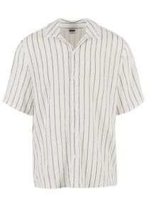 Urban Classics Herren Langarmhemd "Urban Classics Striped Crinkle Resort Shirt", schwarz-weiß, Gr. XL, 92% Polyester, 6% Viskose, 2% Elasthan, Hemden