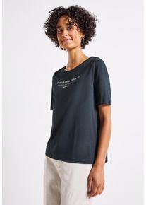 Street One Damen T-Shirtdeepwater blau, casual, Gr. 44, unifarben, Web, Stoff, 50% Baumwolle, 50% Modal, Shirts, im soften Baumwoll-Mix