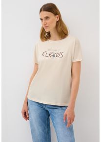 Cecil Damen T-Shirt, beige, casual, Gr. L, bedruckt, Web, Stoff, 50% Baumwolle, 50% Modal, Shirts, im soften Baumwoll-Mix