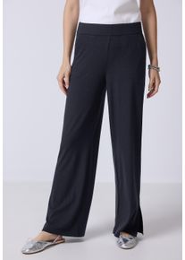 Damen Culotteschwarz void blau, casual, Gr. 38, STREET ONE STUDIO, unifarben, Stoff, Jersey, 65% Polyester, 30% Viskose, 5% Elasthan, Hosen, High
