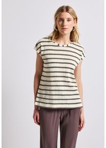 Street One Damen T-Shirtnomad braun, casual, Gr. 34, gestreift, Web, Stoff, 60% Polyester, 40% Baumwolle, Shirts, im soften Baumwoll-Mix