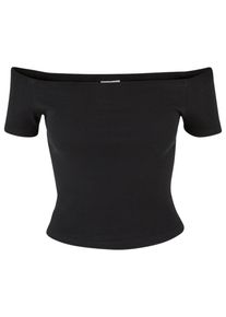 Urban Classics Herren T-Shirt "Urban Classics Damen Ladies Organic Off Shoulder Rib Tee", schwarz, casual, Gr. M, unifarben, 95% Baumwolle, 5%