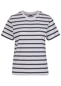 Urban Classics Herren T-Shirt "Urban Classics Damen Ladies Striped Boxy Tee", schwarz-weiß, casual, Gr. S, gestreift, 100% Baumwolle, Shirts