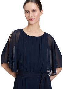 Vera Mont Damen Overall "Vera Mont Jumpsuit mit Bindegürtel", blau, elegant, Gr. 40, Chiffon, Obermaterial: 100% Polyester. Futter: 100% Polyester.,