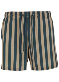 Urban Classics Herren Badeshorts "Urban Classics Striped Seersucker Swim Shorts"bottlegrün, unionbeige, Gr. 5XL, 100% Polyester, Badehosen
