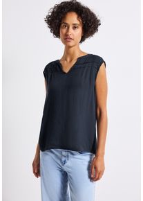 Street One Damen Blusentopdeepwater blau, casual, Gr. 44, unifarben, Stoff, 100% Viskose, Blusen, aus softer Viskose