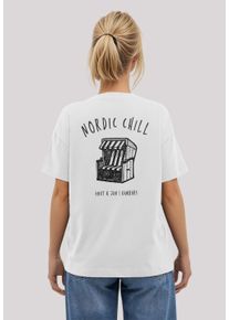 F4NT4STIC Damen T-Shirt "Knut und Jan Scribble Logo", weiß, casual, Gr. M, Obermaterial: 100% Baumwolle, Shirts, Osteee Kollektion, Urlaub, Ahoi Moin