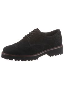 Gabor Damen Schnürschuh, Gr. 40, schwarz, Ziegenveloursleder, unifarben, klassisch, Schuhe, mit dezenter Lyralochung, Freizeitschuh, Halbschuh,