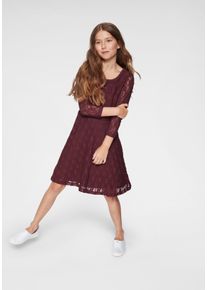 Kidsworld Mädchen Jerseykleid "- Spitzenkleid", rot, modisch, Gr. 140, unifarben, Spitze, Jersey, Obermaterial: 95% Polyester, 5% Elasthan. Futter:
