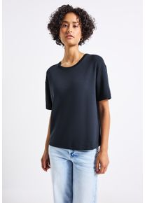 Street One Damen T-Shirtdeepwater blau, casual, Gr. 40, unifarben, Stoff, 76% Viskose, 20% Modal, 4% Elasthan, Shirts, aus elastischem Materialmix
