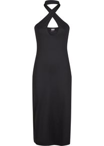 Urban Classics Damen Shirtkleid "Urban Classics Ladies Crossed Neckholder Dress", schwarz, klassisch, Gr. L, unifarben, 94% Polyamid, 6% Elasthan,