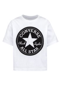 Converse Kinder T-Shirt "Cropped Style für Mädchen", weiß, sportlich, Gr. 122, Single Jersey, Obermaterial: 60% Baumwolle, 40% Polyester, Shirts, für