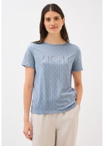 Cecil Damen T-Shirt, blau, casual, Gr. L, bedruckt, Web, Stoff, 50% Baumwolle, 50% Polyester, Shirts, mit Burnout-Optik