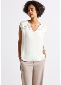 Street One Damen Blusentop, weiß, casual, Gr. 40, unifarben, Stoff, 100% Viskose, Blusen, aus softer Viskose