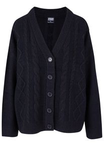 Urban Classics Damen Strickjacke "Urban Classics Damen Ladies Cabel Knit Cardigan", schwarz, Gr. 4XL, unifarben, 73% Polyacryl, 27% Polyester,
