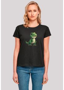 F4NT4STIC Damen T-Shirt "Süßer grüner Dino", schwarz, casual, Gr. XXL, Obermaterial: 100% Baumwolle, Shirts, Premium Qualität