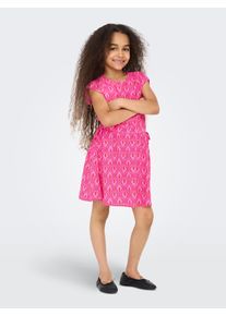 KIDS Only Mädchen Sommerkleid "KOGZALINA LIFE CAPSLEEVE DRESS PTM"fuchsia lila aop:656 vibrant geo, modisch, Gr. 128, bedruckt, Jersey, Obermaterial: