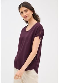 Cecil Damen Kurzarmbluse, rot, casual, Gr. XS, unifarben, Stoff, 100% Viskose, Blusen, aus softer Viskose
