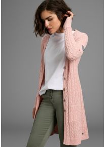 Kangaroos Damen Longstrickjacke, rosa, casual, Gr. 40, Zopfmuster, meliert, Strick, Obermaterial: 50% Baumwolle, 50% Polyacryl, Strickjacken, mit