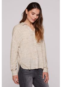 SOCCX Damen Langarmbluse, braun, casual, Gr. XXL, bedruckt, Material: 100% Viskose, Blusen, mit längerer Rückenpartie
