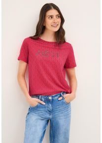 Cecil Damen T-Shirtglazed apple rot, casual, Gr. L, bedruckt, Web, Stoff, 50% Baumwolle, 50% Polyester, Shirts, mit Burnout-Optik