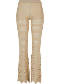 Urban Classics Damen Leggings "Urban Classics Damen Ladies Flared Crochet Knit Leggings", beige, Gr. XXL, unifarben, 100% Polyacryl, Hosen