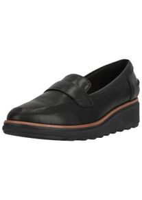 Clarks Damen Slipper "Sharon Gracie", Gr. 42, schwarz, Leder, klassisch, Schuhe, mit extra Stoßdämpfung für ultimativen Komfort
