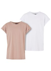 Urban Classics Mädchen T-Shirt "Urban Classics Damen Girls Extended Shoulder Tee 2-Pack"weiß, duskrose, casual, Gr. 122, unifarben, 100% Baumwolle,