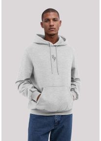 F4NT4STIC Herren Kapuzenpullover "Handdrawn Flower Pink Bestickt", grau, casual, Gr. L, Obermaterial: 80% Baumwolle, 20% Polyester, Pullover, Premium
