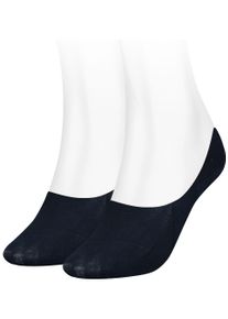 Tommy Hilfiger Damen Füßlinge "TH WOMEN FOOTIE 2P", Gr. 35, blau, Baumwollmischung, unifarben, Socken, mit Logostickerei