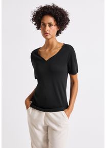 Street One Damen T-Shirt, schwarz, casual, Gr. 46, unifarben, Web, Stoff, 50% Baumwolle, 50% Modal, Shirts