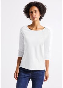 Street One Damen Langarmshirt, weiß, casual, Gr. 36, unifarben, Web, 50% Baumwolle, 50% Modal, Shirts, aus Baumwolle mit Stretchante