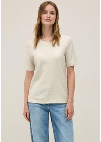 Cecil Damen T-Shirt, beige, casual, Gr. S, unifarben, Web, Stoff, 90% Baumwolle, 10% Polyester, Shirts, mit Knopf Details