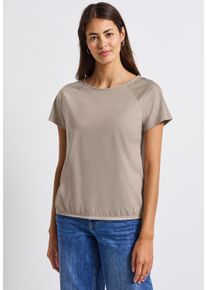 Street One Damen T-Shirtmorning beige, casual, Gr. 42, unifarben, Web, 100% Baumwolle, Shirts, aus reiner Baumwolle