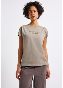Street One Damen T-Shirtmorning beige, casual, Gr. 38, unifarben, Web, 100% Baumwolle, Shirts, aus reiner Baumwolle