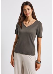 Street One Damen T-Shirtnomad braun, casual, Gr. 38, unifarben, Web, Stoff, 50% Baumwolle, 50% Modal, Shirts, im soften Baumwoll-Mix