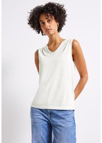 Street One Damen Tanktop, weiß, casual, Gr. 36, unifarben, Stoff, 78% Polyester, 22% Viskose, Tops, mit V-Ausschnitt