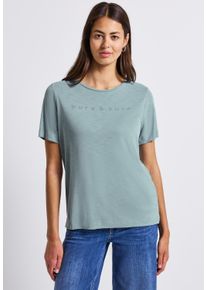 Street One Damen T-Shirtarona blau, casual, Gr. 38, unifarben, Stoff, 70% Modal, 30% Polyester, Shirts, mit Wording