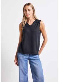 Street One Damen Tanktopdeepwater blau, casual, Gr. 36, unifarben, Stoff, 78% Polyester, 22% Viskose, Tops, mit V-Ausschnitt