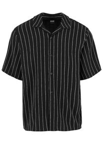 Urban Classics Herren Langarmhemd "Urban Classics Striped Crinkle Resort Shirt", schwarz-weiß, Gr. XXL, 92% Polyester, 6% Viskose, 2% Elasthan, Hemden