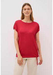 Cecil Damen T-Shirtglazed apple rot, Basic, Gr. XS, unifarben, Web, Stoff, 50% Baumwolle, 50% Modal, Shirts, mit Tunnelzug am Saum