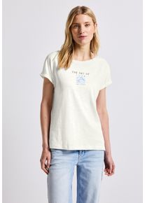 Cecil Damen T-Shirt, weiß, casual, Gr. 42, unifarben, Web, Stoff, 50% Modal, 50% Baumwolle, Shirts, im soften Baumwoll-Mix