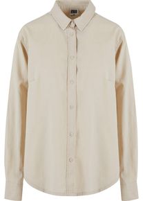 Urban Classics Damen Langarmhemd "Urban Classics Damen Ladies Linen Mixed Oversized Shirt", beige, Gr. XXL, unifarben, 55% Leinen, 45% Baumwolle,