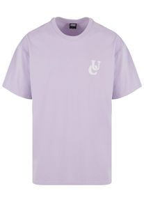 Urban Classics Herren T-Shirt "Urban Classics UC Weavy Logo Heavy Oversized Tee", lila, casual, Gr. S, bedruckt, 100% Baumwolle, Shirts