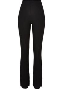 Urban Classics Damen Leggings "Urban Classics Damen Ladies Flared Rib Knit Leggings", schwarz, Gr. L, unifarben, 35% Polyacryl, 35% Viskose, 30%