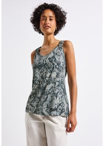 Street One Damen 2-in-1-Tanktoparona blau, casual, Gr. 46, bedruckt, Stoff, 100% Viskose, Tops, mit allover Print