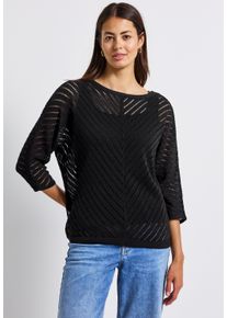 Street One Damen Strickpullover, schwarz, casual, Gr. 36, unifarben, Web, 84% Baumwolle, 16% Nylon, Pullover, im soften Baumwoll-Mix