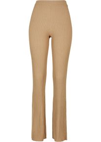 Urban Classics Damen Leggings "Urban Classics Damen Ladies Flared Rib Knit Leggings", beige, Gr. M, unifarben, 35% Polyacryl, 35% Viskose, 30%